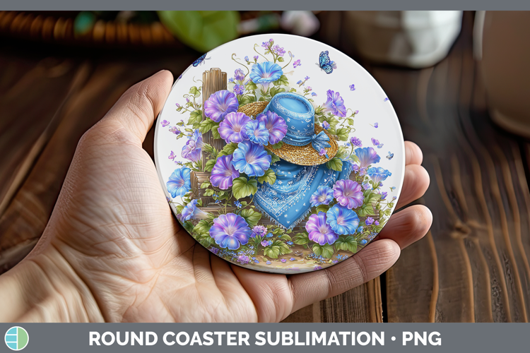 Morning Glory Round Coaster Flowers 02 Bandana Summer Sublim
