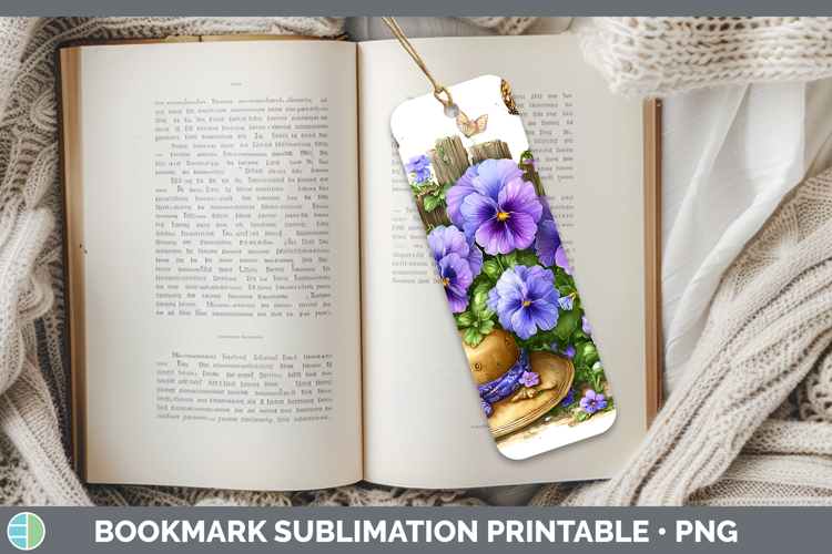Pansy Bookmark Flowers 02 Bandana Summer Sublimation Printab