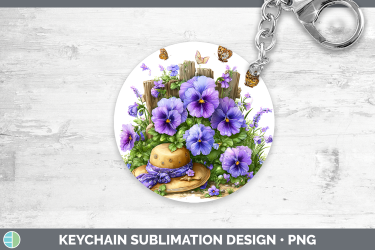 Pansy Keychain Flowers 02 Bandana Summer Sublimation Keyring