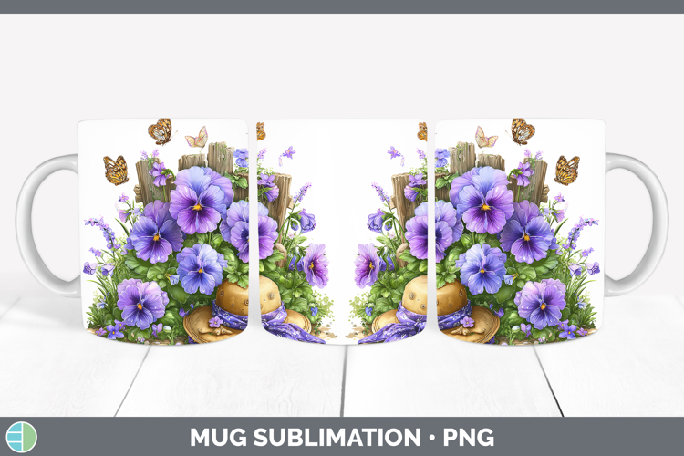 Pansy Mug Wrap Flowers 02 Bandana Summer Sublimation Coffee