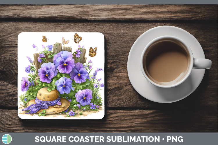 Pansy Square Coaster Flowers 02 Bandana Summer Sublimation C