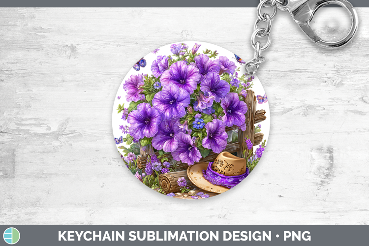 Petunia Keychain Flowers 02 Bandana Summer Sublimation Keyri