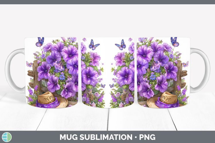 Petunia Mug Wrap Flowers 02 Bandana Summer Sublimation Coffe