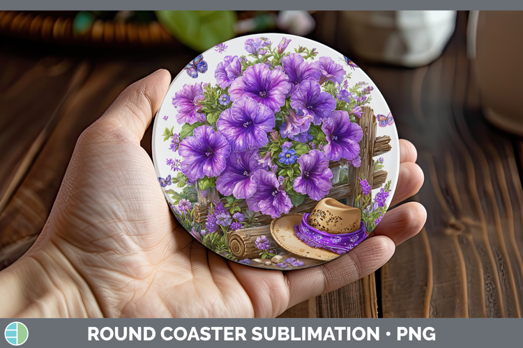 Petunia Round Coaster Flowers 02 Bandana Summer Sublimation