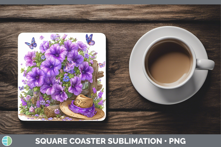 Petunia Square Coaster Flowers 02 Bandana Summer Sublimation