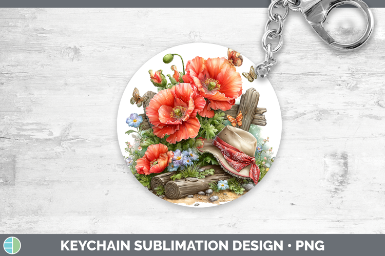 Poppy Keychain Flowers 02 Bandana Summer Sublimation Keyring
