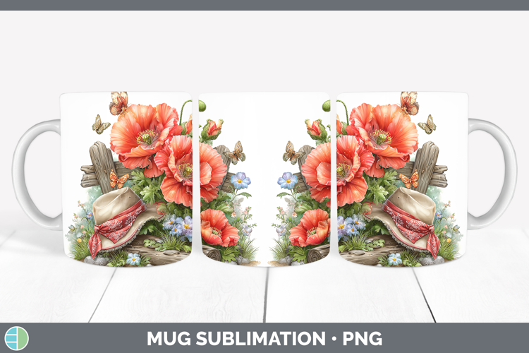 Poppy Mug Wrap Flowers 02 Bandana Summer Sublimation Coffee