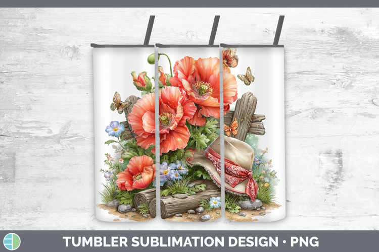 Poppy Tumbler Flowers 02 Bandana Summer Sublimation 20 oz Sk