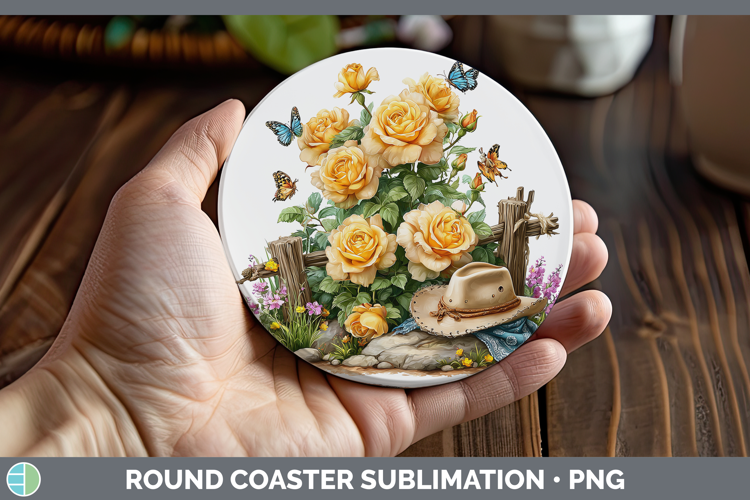 Rose Round Coaster Flowers 02 Bandana Summer Sublimation Coa