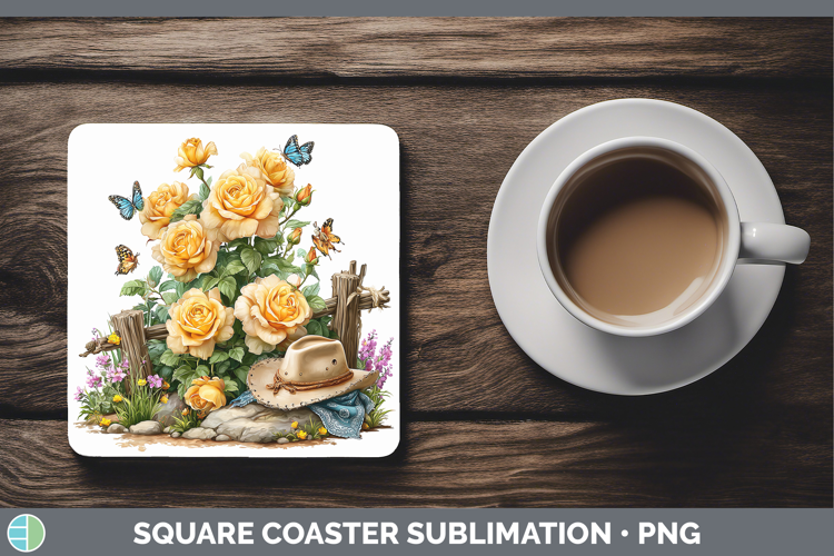Rose Square Coaster Flowers 02 Bandana Summer Sublimation Co