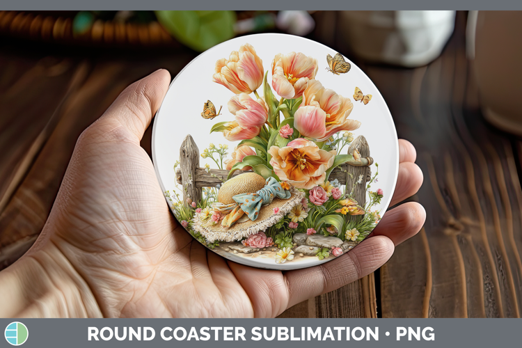 Tulip Round Coaster Flowers 02 Bandana Summer Sublimation Co