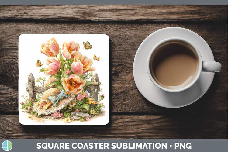 Tulip Square Coaster Flowers 02 Bandana Summer Sublimation C