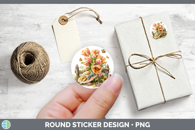 Flowers 02 Bandana Summer Tulip Stickers | Round Labels Desi
