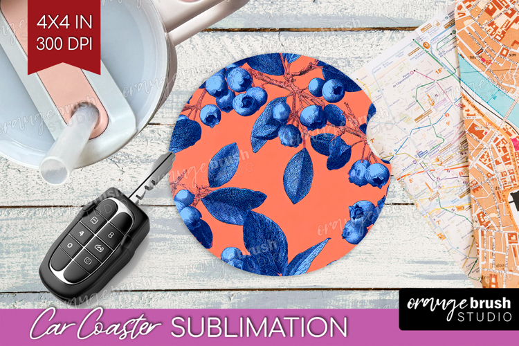 Floral Car Coaster - Sping Flowers Coaster PNG Sublimation