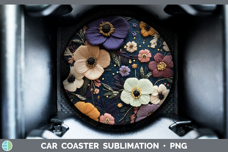 Flowers 02 Embroider Anemone Car Coaster Sublimation Design