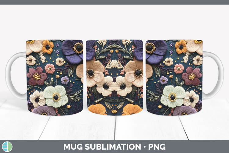 Flowers 02 Embroider Anemone Mug Wrap Sublimation Coffee Cup