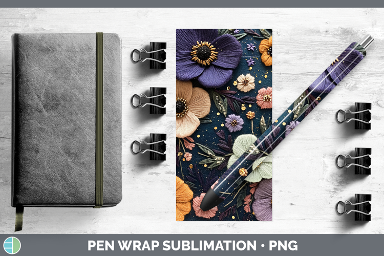 Flowers 02 Embroider Anemone Pen Wrap Sublimation Pen Design
