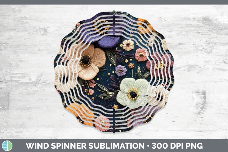 Flowers 02 Embroider Anemone Wind Spinner Sublimation Spinne