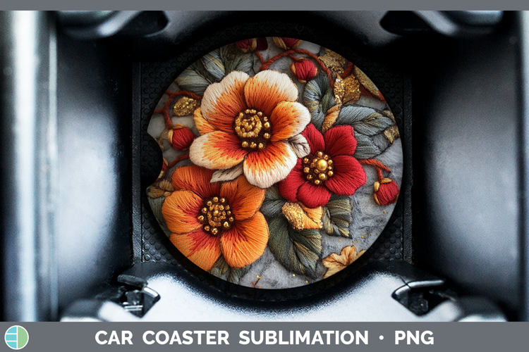 Flowers 02 Embroider Begonia Car Coaster Sublimation Design