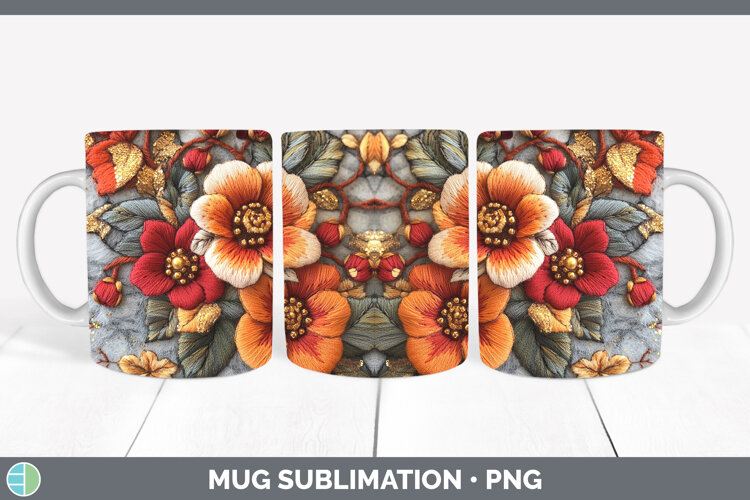 GorgeousFlowers 02 Embroider Mug Wrap design.