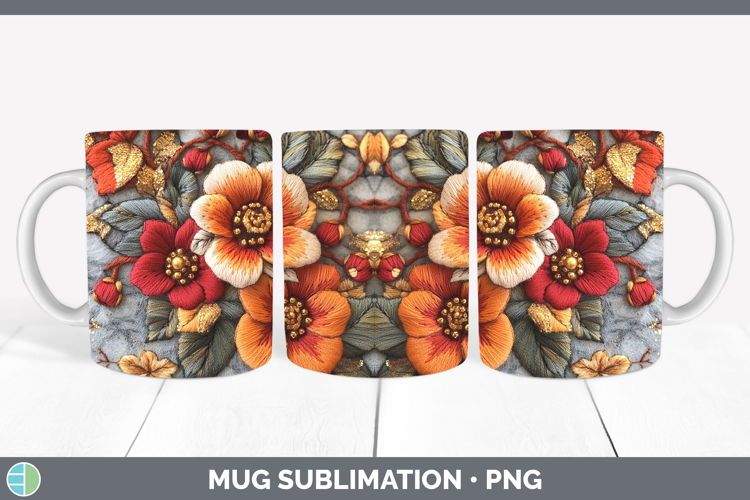 Flowers 02 Embroider Begonia Mug Wrap Sublimation Coffee Cup