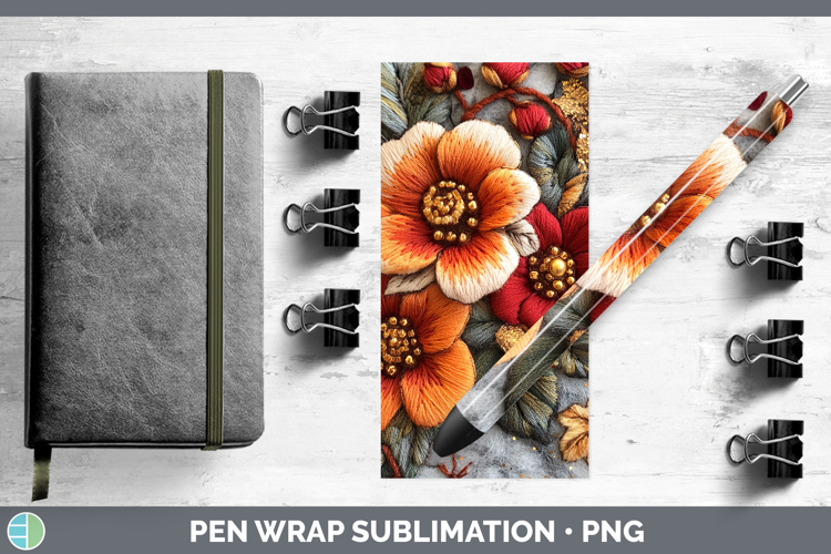 Flowers 02 Embroider Begonia Pen Wrap Sublimation Pen Design