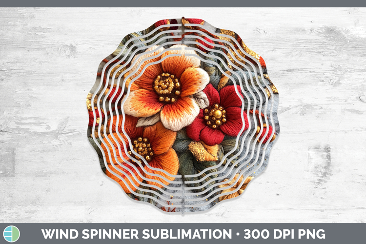 Flowers 02 Embroider Begonia Wind Spinner Sublimation Spinne