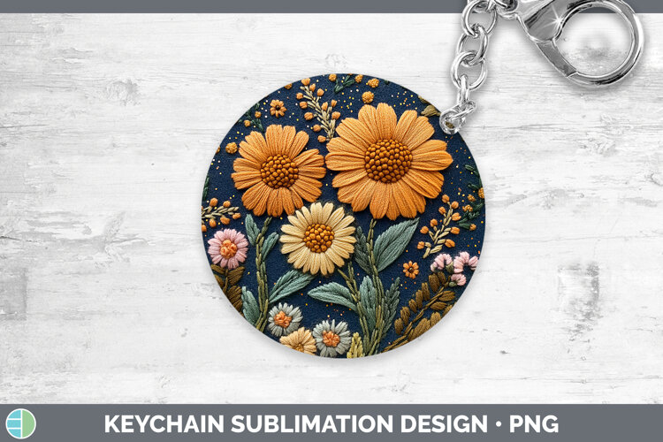 GorgeousFlowers 02 Embroider Keychain design.