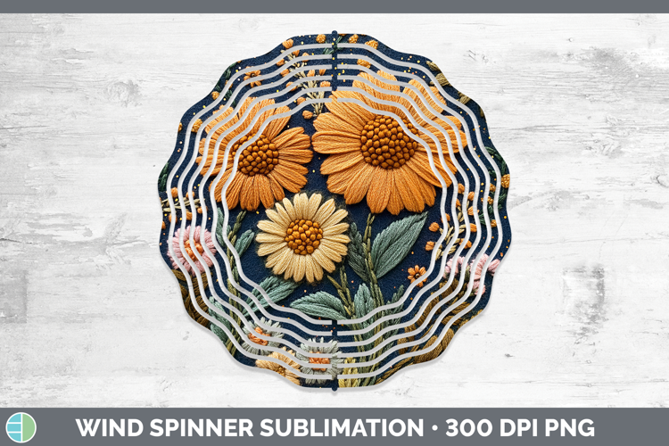 Flowers 02 Embroider Calendula Wind Spinner Sublimation Spin