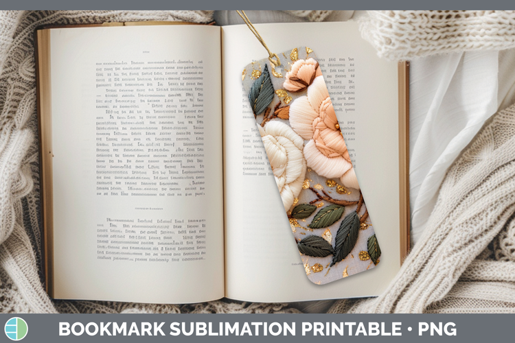 Flowers 02 Embroider Camellia Bookmark Sublimation Printable
