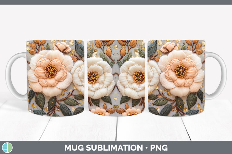 GorgeousFlowers 02 Embroider Mug Wrap design.