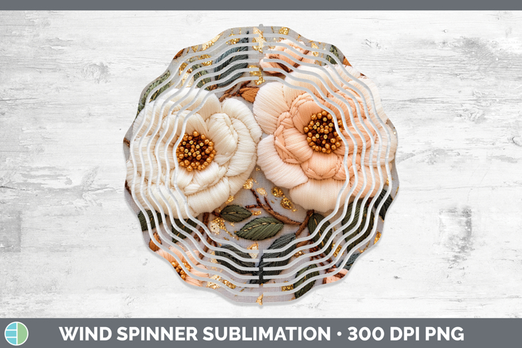 Flowers 02 Embroider Camellia Wind Spinner Sublimation Spinn