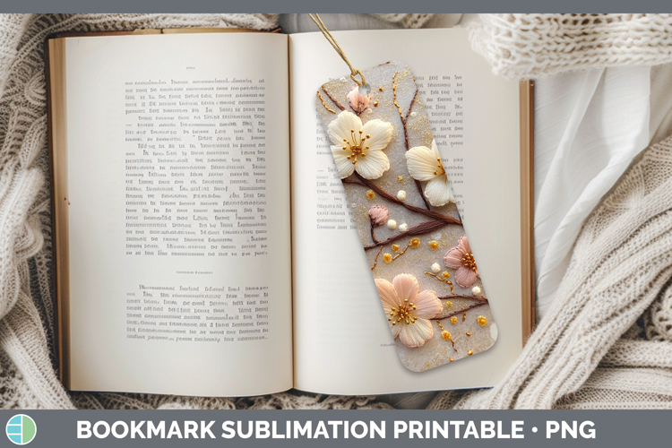Flowers 02 Embroider Cherry Blossom Bookmark Sublimation Pri