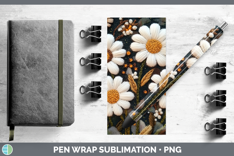 Flowers 02 Embroider Daisy Pen Wrap Sublimation Pen Designs