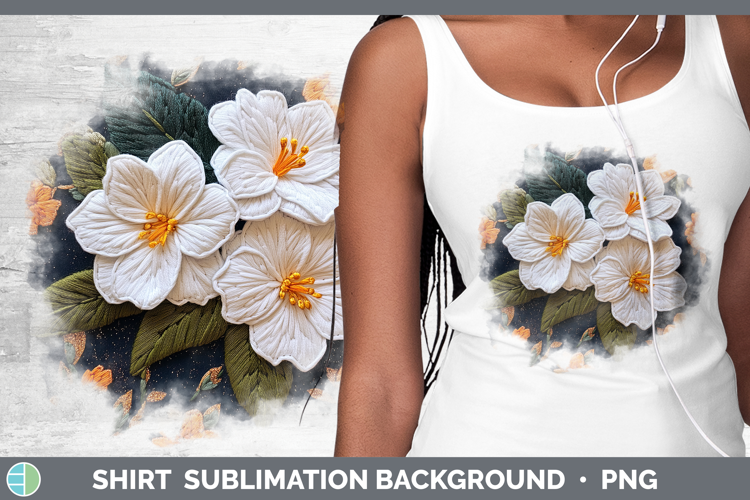 Flowers 02 Embroider Gardenia Shirt Sublimation Sublimation