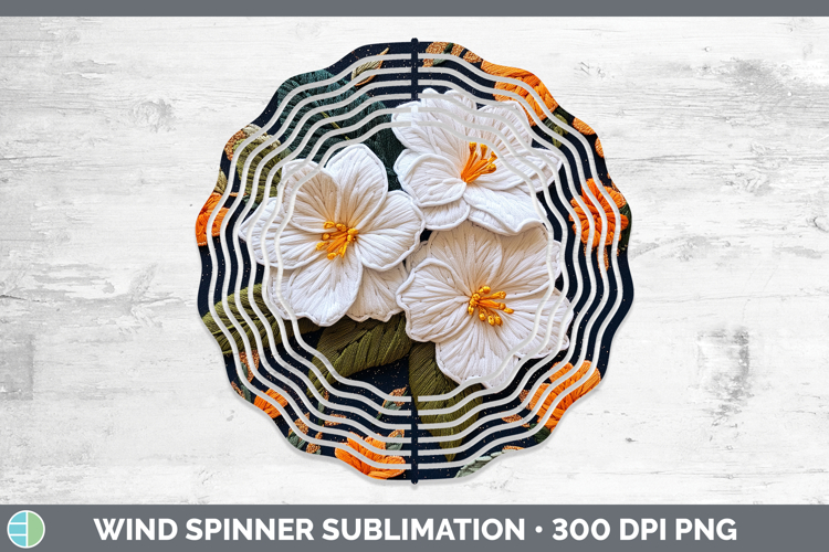 Flowers 02 Embroider Gardenia Wind Spinner Sublimation Spinn