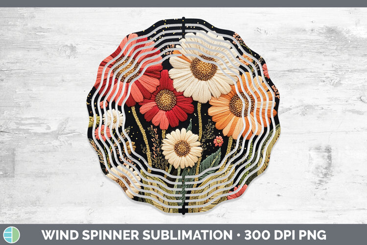 GorgeousFlowers 02 Embroider Wind Spinner design.