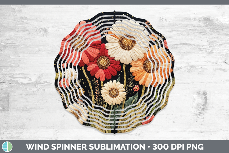 Flowers 02 Embroider Gerbera Daisy Wind Spinner Sublimation