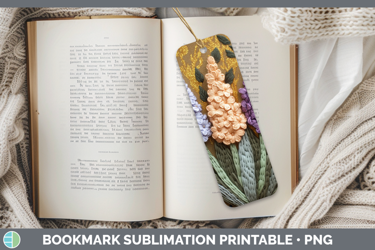 Flowers 02 Embroider Hyacinth Bookmark Sublimation Printable