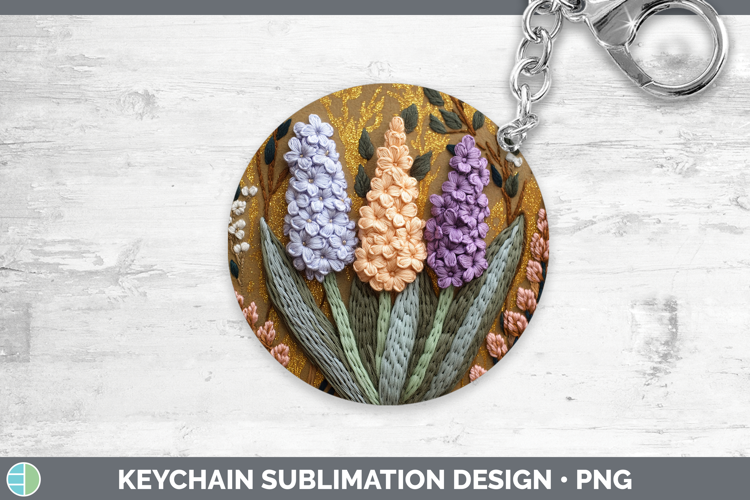 Flowers 02 Embroider Hyacinth Keychain Sublimation Keyring D