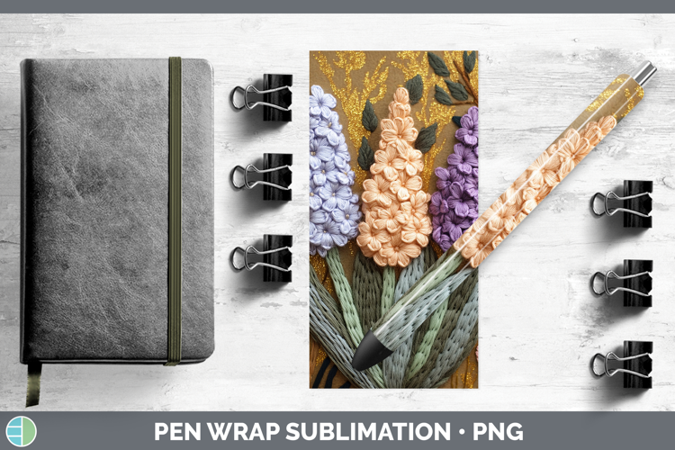 Flowers 02 Embroider Hyacinth Pen Wrap Sublimation Pen Desig