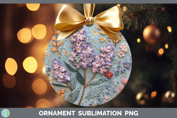 Flowers 02 Embroider Lilac Ornament Sublimation Bauble Desig