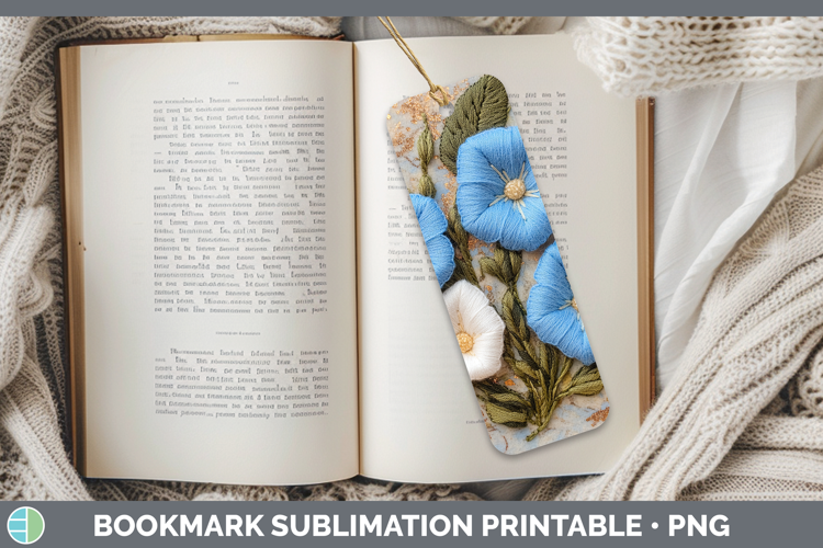 Flowers 02 Embroider Morning Glory Bookmark Sublimation Prin