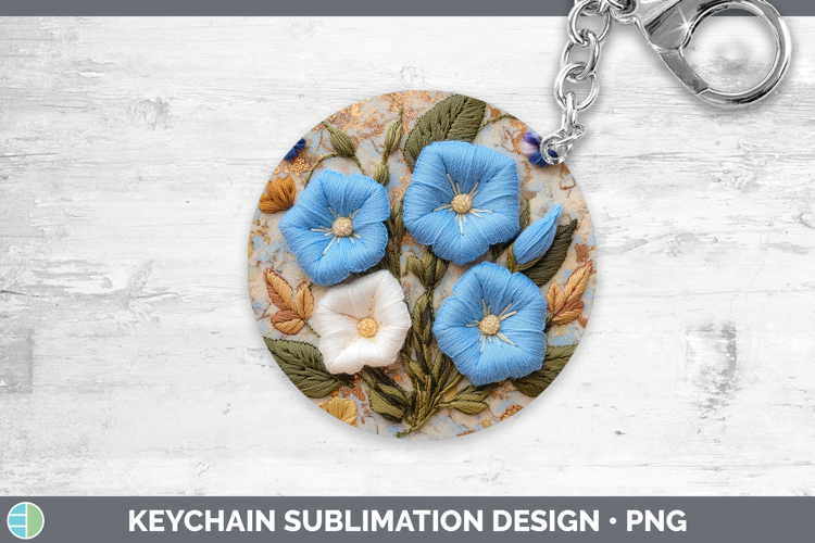 Flowers 02 Embroider Morning Glory Keychain Sublimation Keyr