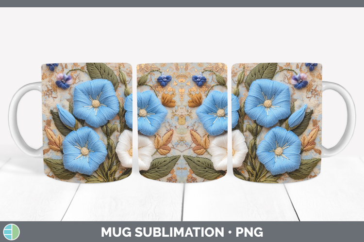 Flowers 02 Embroider Morning Glory Mug Wrap Sublimation Coff