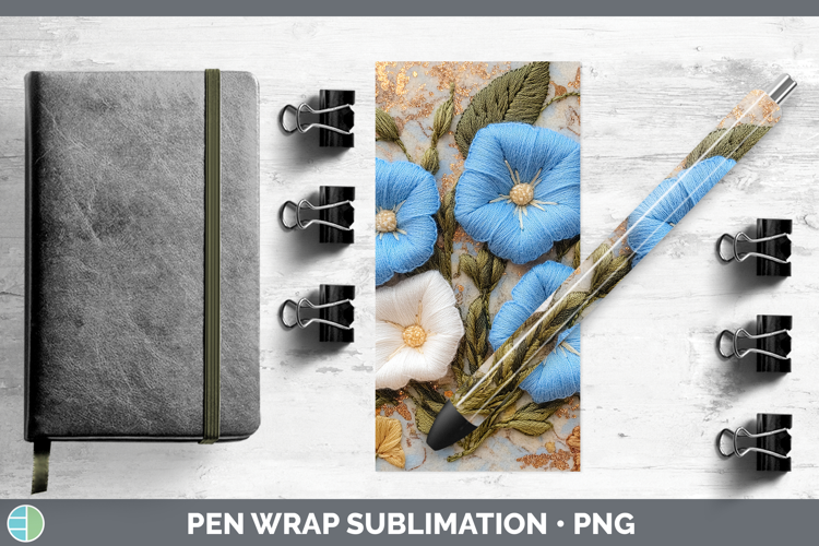 Flowers 02 Embroider Morning Glory Pen Wrap Sublimation Pen