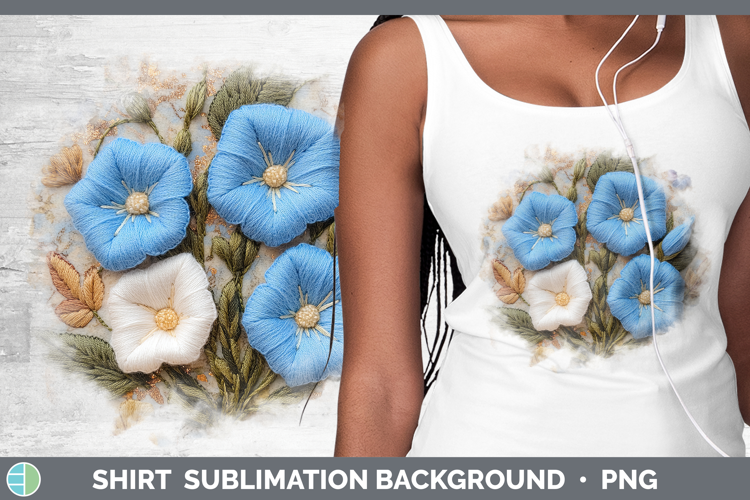 Flowers 02 Embroider Morning Glory Shirt Sublimation Sublima