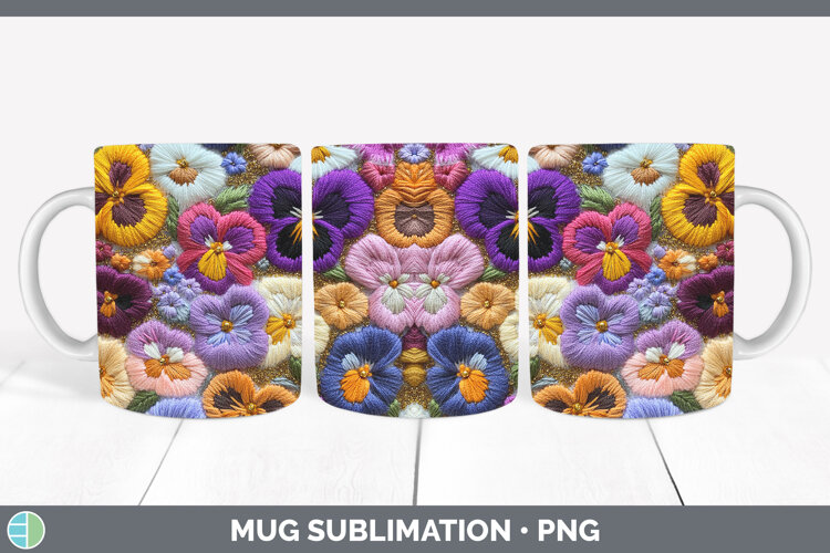 GorgeousFlowers 02 Embroider Mug Wrap design.