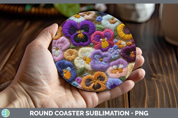 GorgeousFlowers 02 Embroider Round Coaster design.