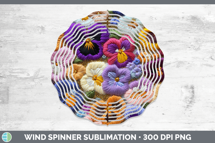 Flowers 02 Embroider Pansy Wind Spinner Sublimation Spinner